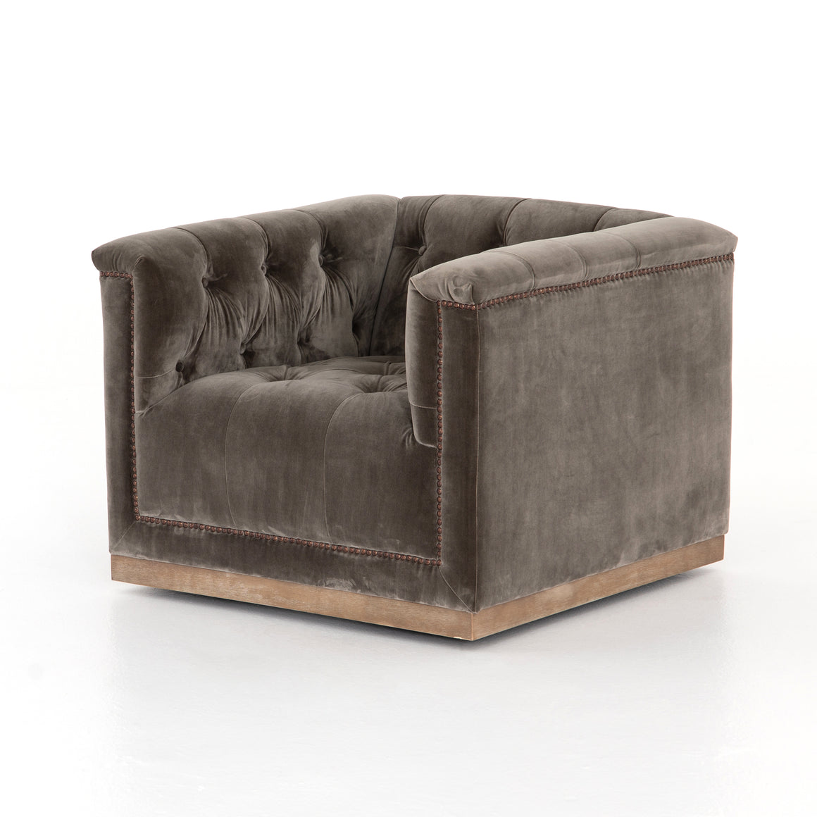 Maxx Velvet Swivel Chair - Sapphire Birch Grey