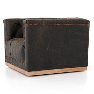 Maxx Distressed Leather Swivel Chair - Black