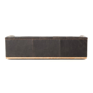 Maxx Distressed Leather Tufted 95" Sofa - Black