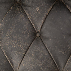 Maxx Distressed Leather Tufted 95" Sofa - Black