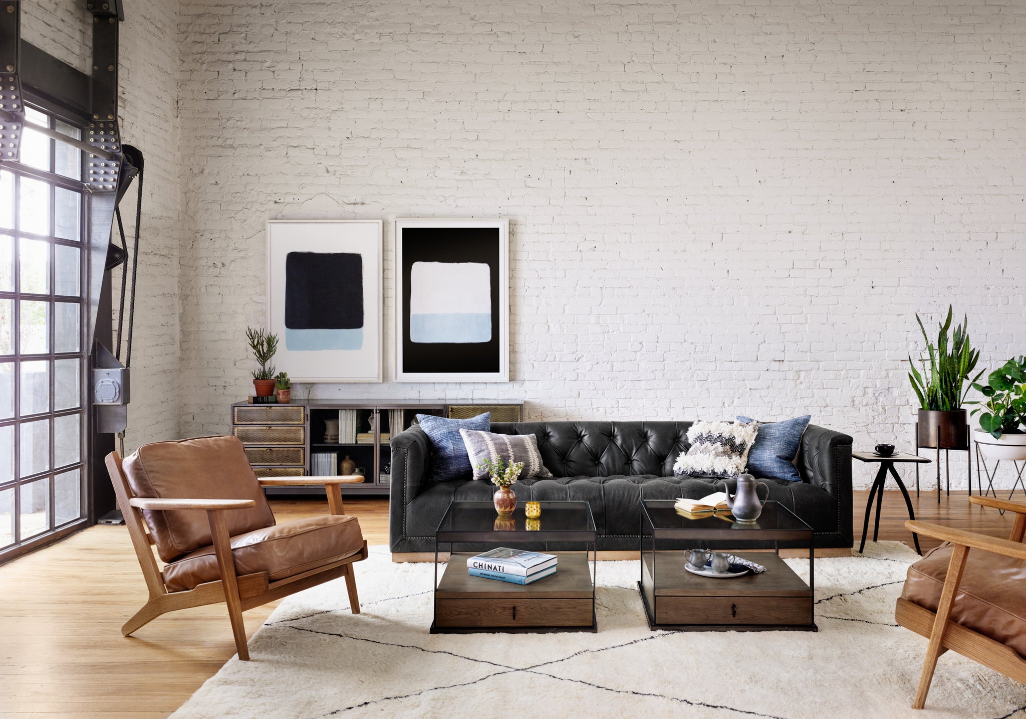 Distressed black online leather chair