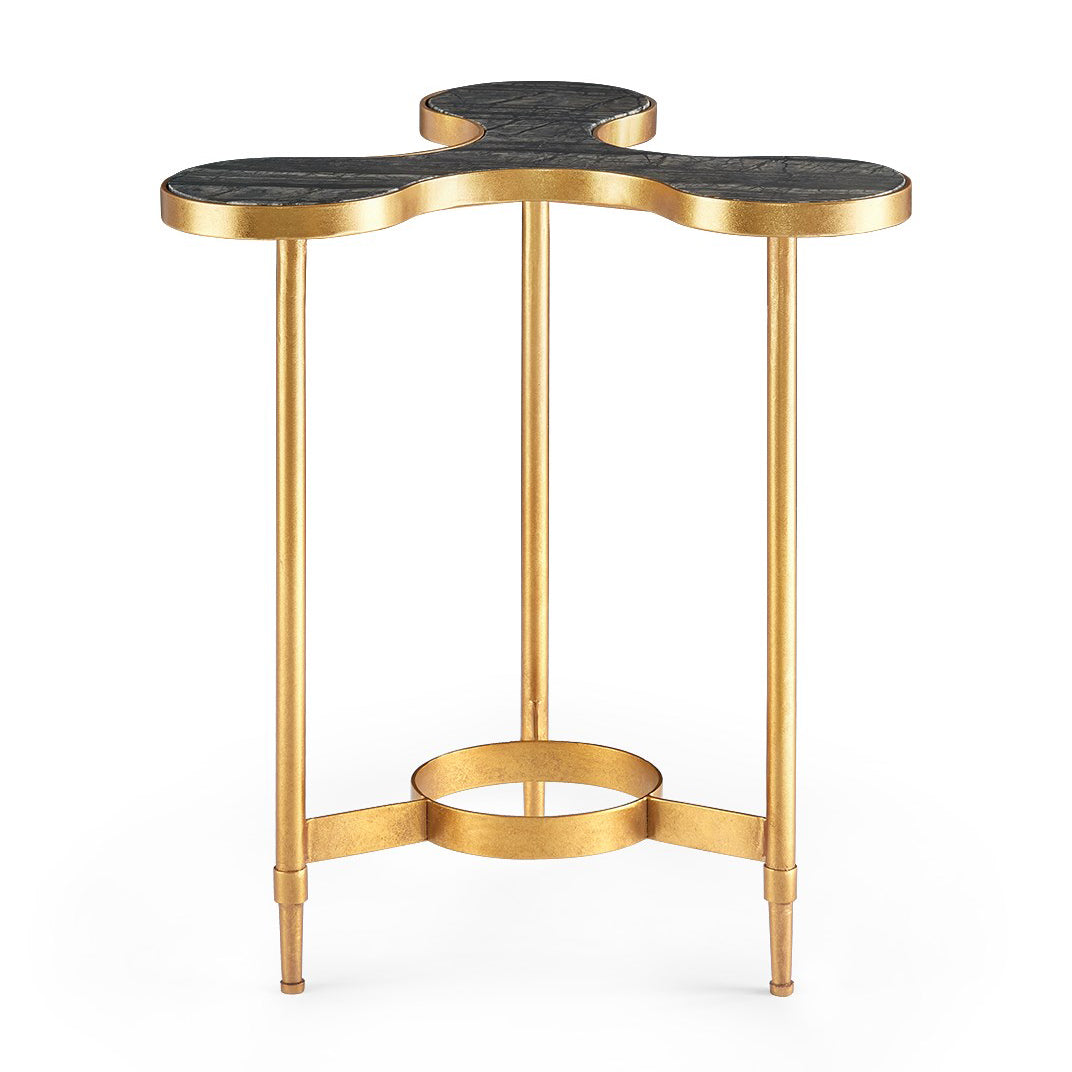 Gold Leafed Iron & Marble Clover Side Table – Black Marble | Clover Collection | Villa & House