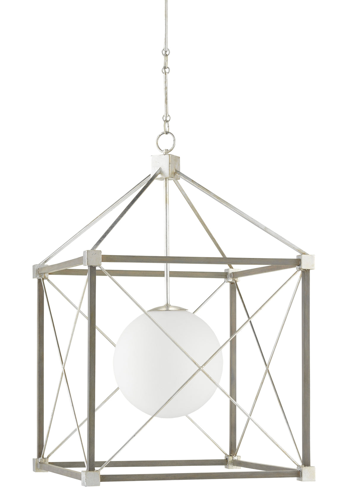 Currey and Company Glendenning Chandelier - Contemporary Silver Leaf/Chateau