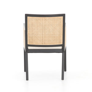 Antonia Cane Dining Arm Chair - Brushed Ebony & Cane