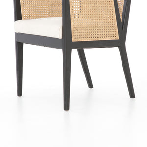 Antonia Cane Dining Arm Chair - Brushed Ebony & Cane