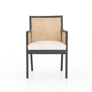 Antonia Cane Dining Arm Chair - Brushed Ebony & Cane
