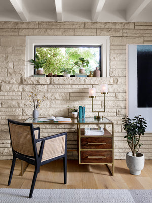 Antonia Cane Dining Arm Chair - Brushed Ebony & Cane