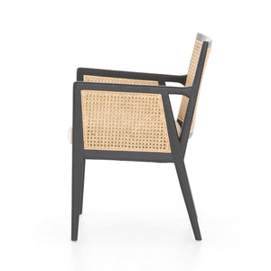 Antonia Cane Dining Arm Chair - Brushed Ebony & Cane