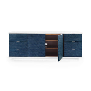6-Drawer & 2-Door Cabinet in Navy Blue Pencil Stripe | Cosmopolitan Collection | Villa & House