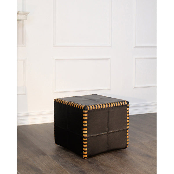 Leather Cube- Stiched Black - Scenario Home