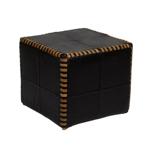 Leather Cube- Stiched Black