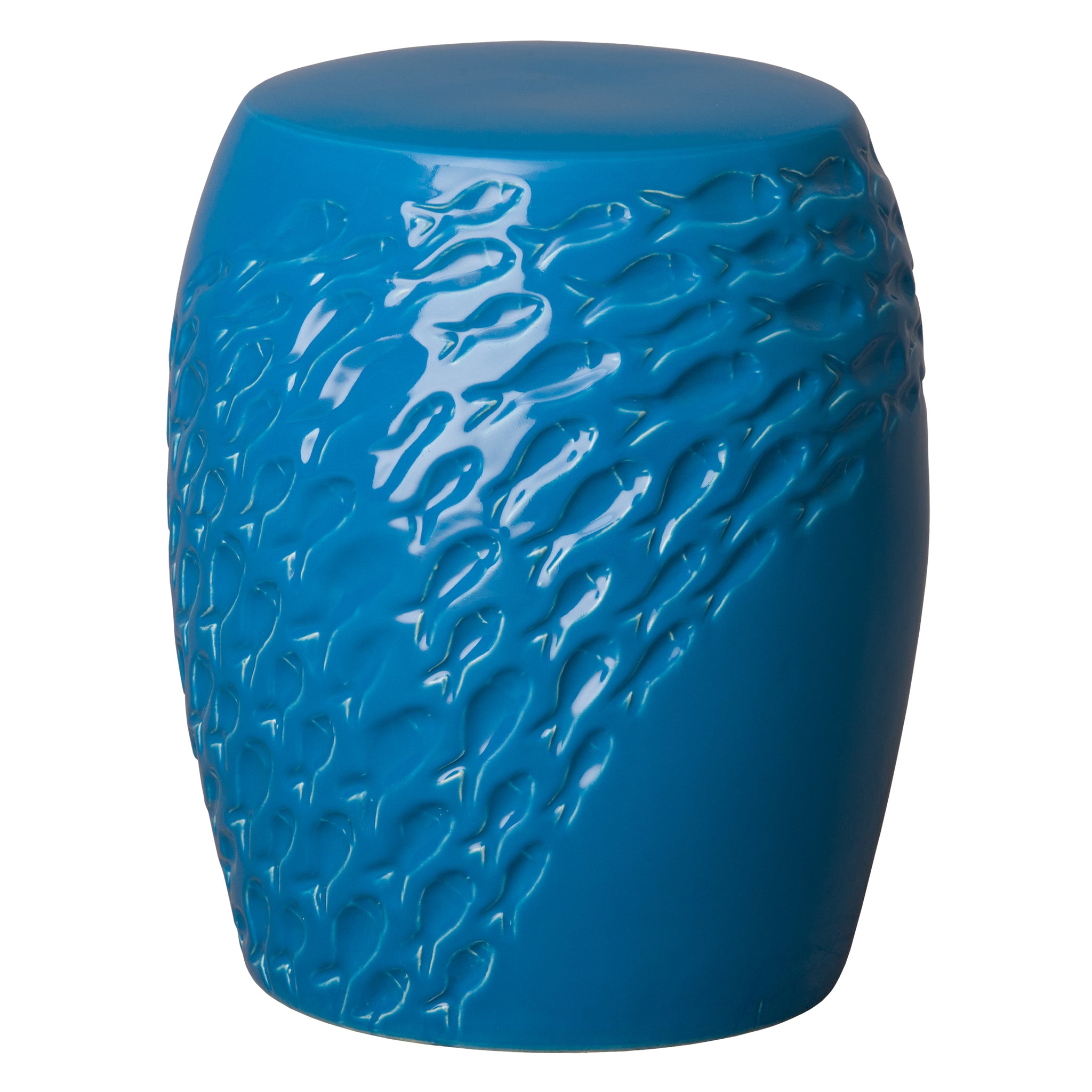 Fish Ceramic Garden Stool/Table with a Turquoise Glaze Scenario Home