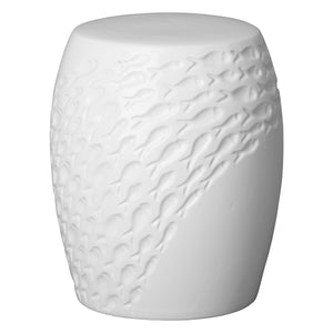 White Fish Ceramic Garden Stool