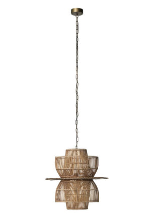 Nazas Pendant - Natural Rattan w/ Antique Brass Hardware