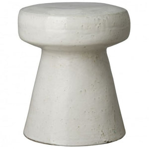 Mushroom Garden Stool - Distressed White Glaze