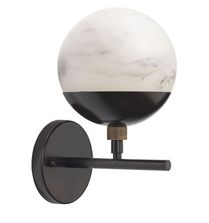 Metro Wall Sconce - Faux White Alabaster and Oil Rubbed Bronze