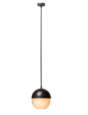 Metro Pendant - Faux White Alabaster and Oil Rubbed Bronze w/ Antique Brass Accents