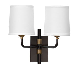 Lawton Double Arm Wall Sconce - Oil Rubbed Bronze w/ Antique Brass Accents