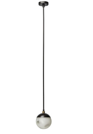 Metro Dome Shade Pendant - Faux White Alabaster and Oil Rubbed Bronze w/ Antique Brass Accents