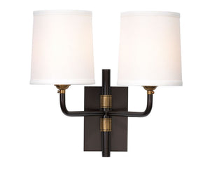 Lawton Double Arm Wall Sconce - Oil Rubbed Bronze w/ Antique Brass Accents