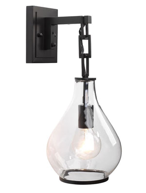 Tear Drop Wall Sconce - Clear Glass & Oil Rubbed Bronze Metal