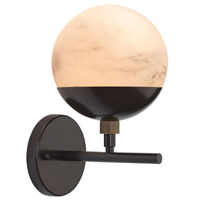 Metro Wall Sconce - Faux White Alabaster and Oil Rubbed Bronze