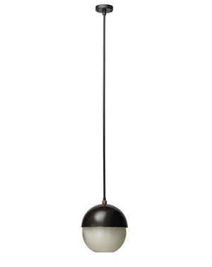 Metro Pendant - Faux White Alabaster and Oil Rubbed Bronze w/ Antique Brass Accents