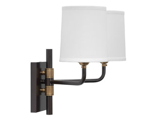 Lawton Double Arm Wall Sconce - Oil Rubbed Bronze w/ Antique Brass Accents