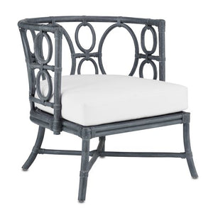 Tegal Muslin Navy Rattan Chair