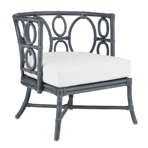 Tegal Muslin Navy Rattan Chair