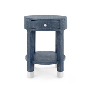 1-Drawer Round Side Table in Washed Blue Steel | Dakota Collection | Villa & House