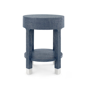 1-Drawer Round Side Table in Washed Blue Steel | Dakota Collection | Villa & House