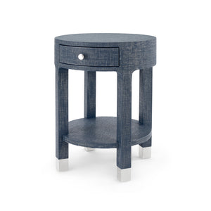 1-Drawer Round Side Table in Washed Blue Steel | Dakota Collection | Villa & House