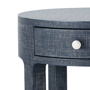 1-Drawer Round Side Table in Washed Blue Steel | Dakota Collection | Villa & House