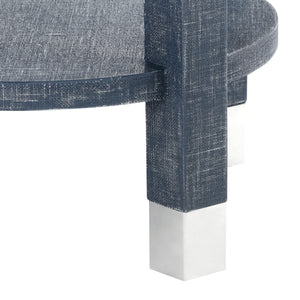 1-Drawer Round Side Table in Washed Blue Steel | Dakota Collection | Villa & House