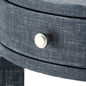 1-Drawer Round Side Table in Washed Blue Steel | Dakota Collection | Villa & House