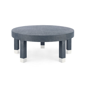 Large Round Coffee Table in Washed Blue Sreel Nickel | Dakota Collection | Villa & House