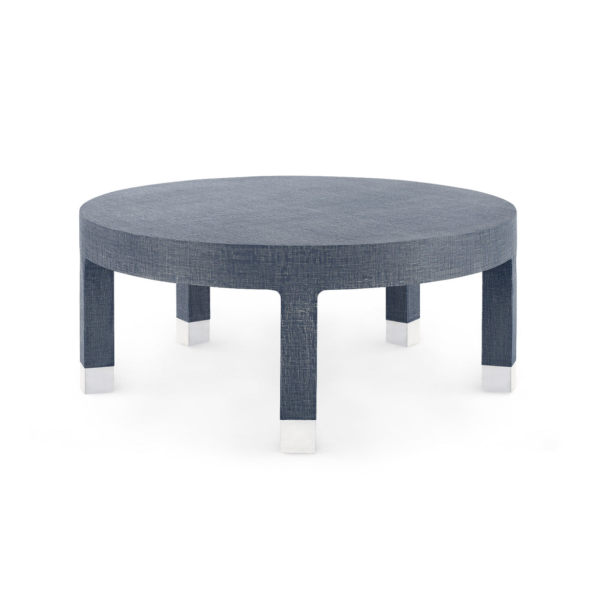 Large Round Coffee Table in Washed Blue Sreel Nickel | Dakota Collection | Villa & House