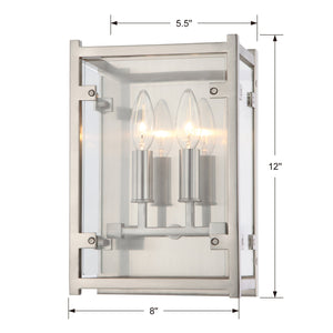 Danbury 2 Light Brushed Nickel Wall Mount