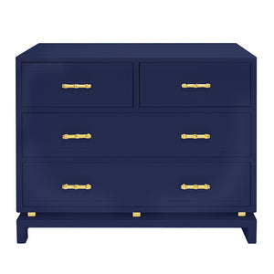 Worlds Away Declan 4- Lacquer Chest - Navy Blue
