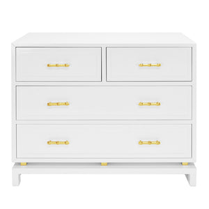 Worlds Away Declan 4 Drawer Lacquer Chest - White