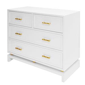 Worlds Away Declan 4 Drawer Lacquer Chest - White