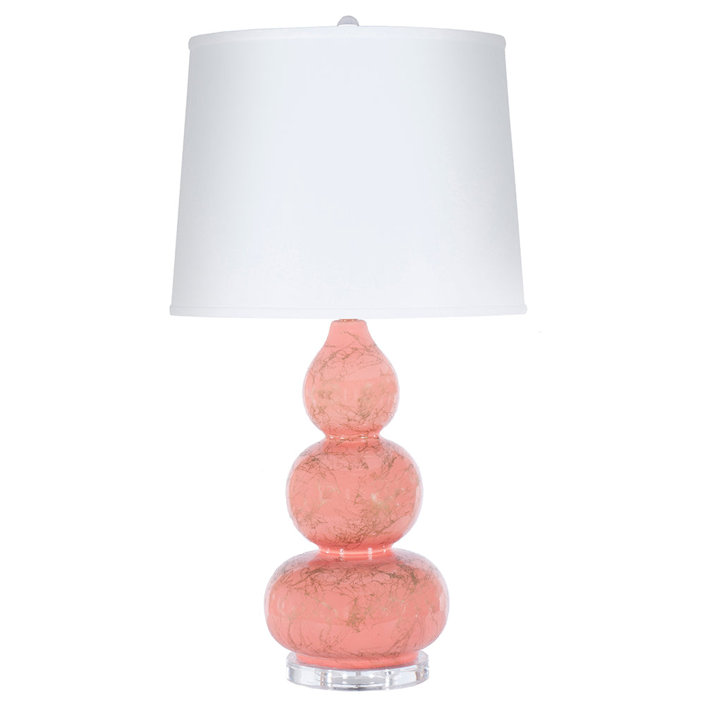 Worlds Away Delaney Gourd-Shaped Table Lamp – Coral