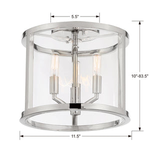 Libby Langdon for Crystorama Devon 3 Light Polished Nickel Ceiling Mount