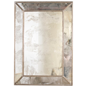 Worlds Away Dion Rectangular Antique Mirror with Silver Leaf Edging