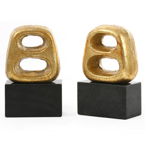 Cast Iron & Marble Bookends in Gold Leaf | Delphi Collection | Villa & House