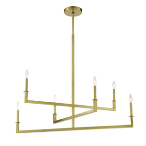 Dante 6 Light Aged Brass Chandelier