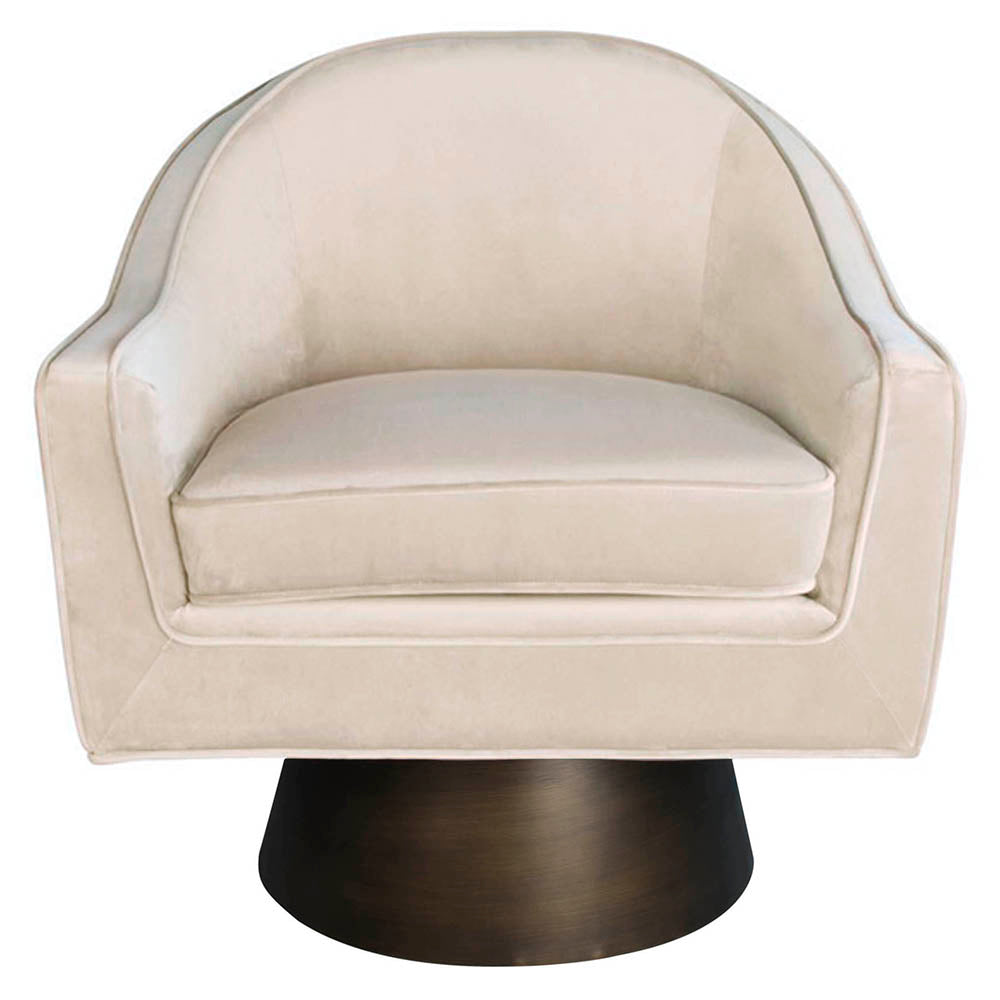 Worlds Away Dominic Swivel Chair with Bronze Base - Cream Velvet