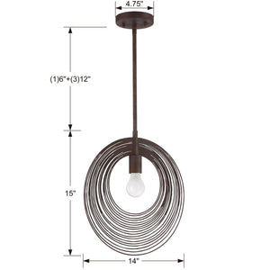 Doral 1 Light Forged Bronze Pendant