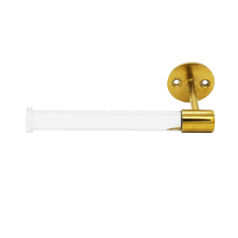Worlds Away Duffy Toilet Paper Holder - Acrylic & Brass